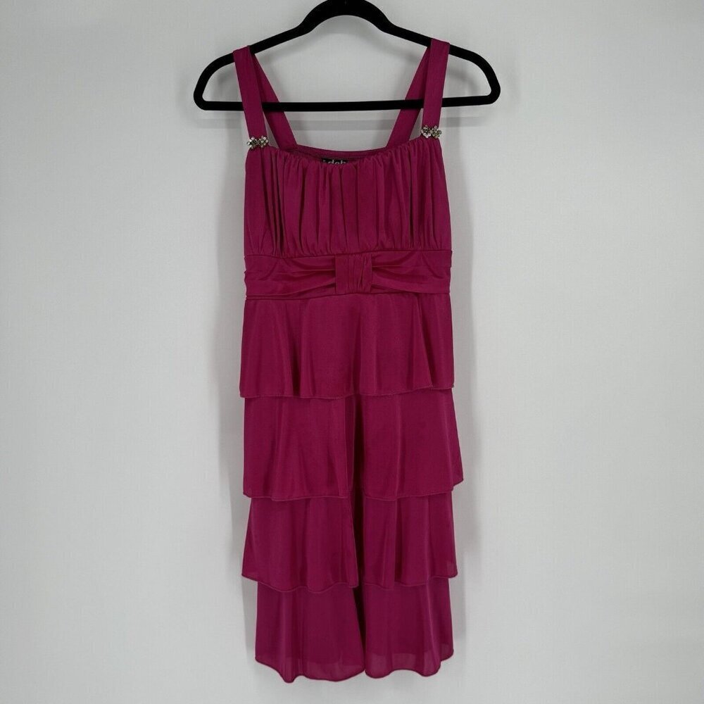 Vintage Deb dress womens medium M pink rhinestone ruffle y2k 90s barbie preppy